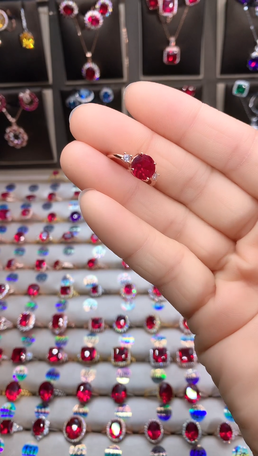 【闪购商品】红宝石戒指银S925镶嵌玫瑰金