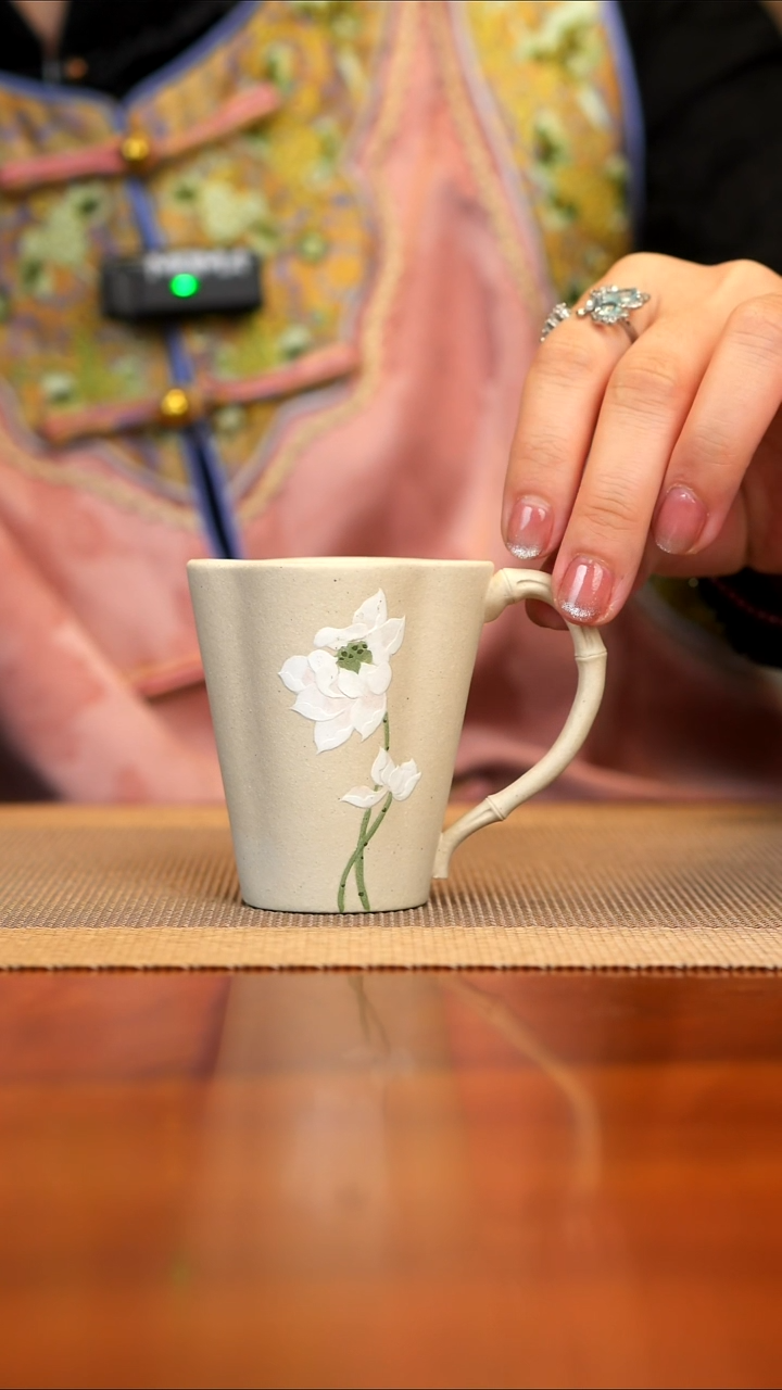 【闪购商品】紫砂茶壶念一紫砂白玉段莲花把手杯