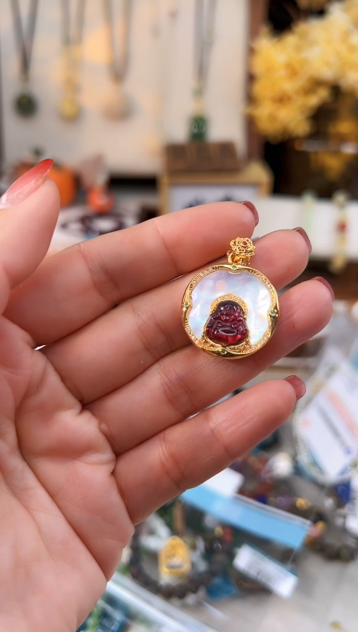 【闪购商品】石榴石颈饰18K金镶嵌@@F906E015386