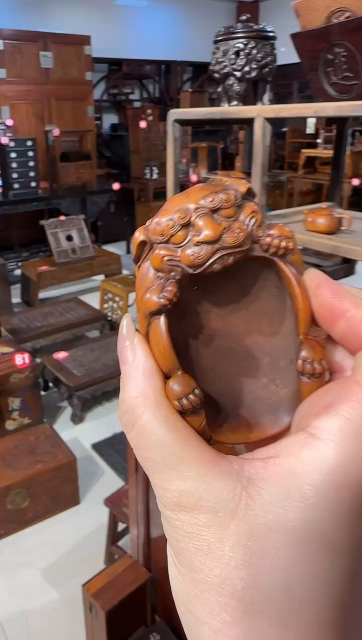 【闪购商品】木木艺黄杨木福狮茶则98.8888