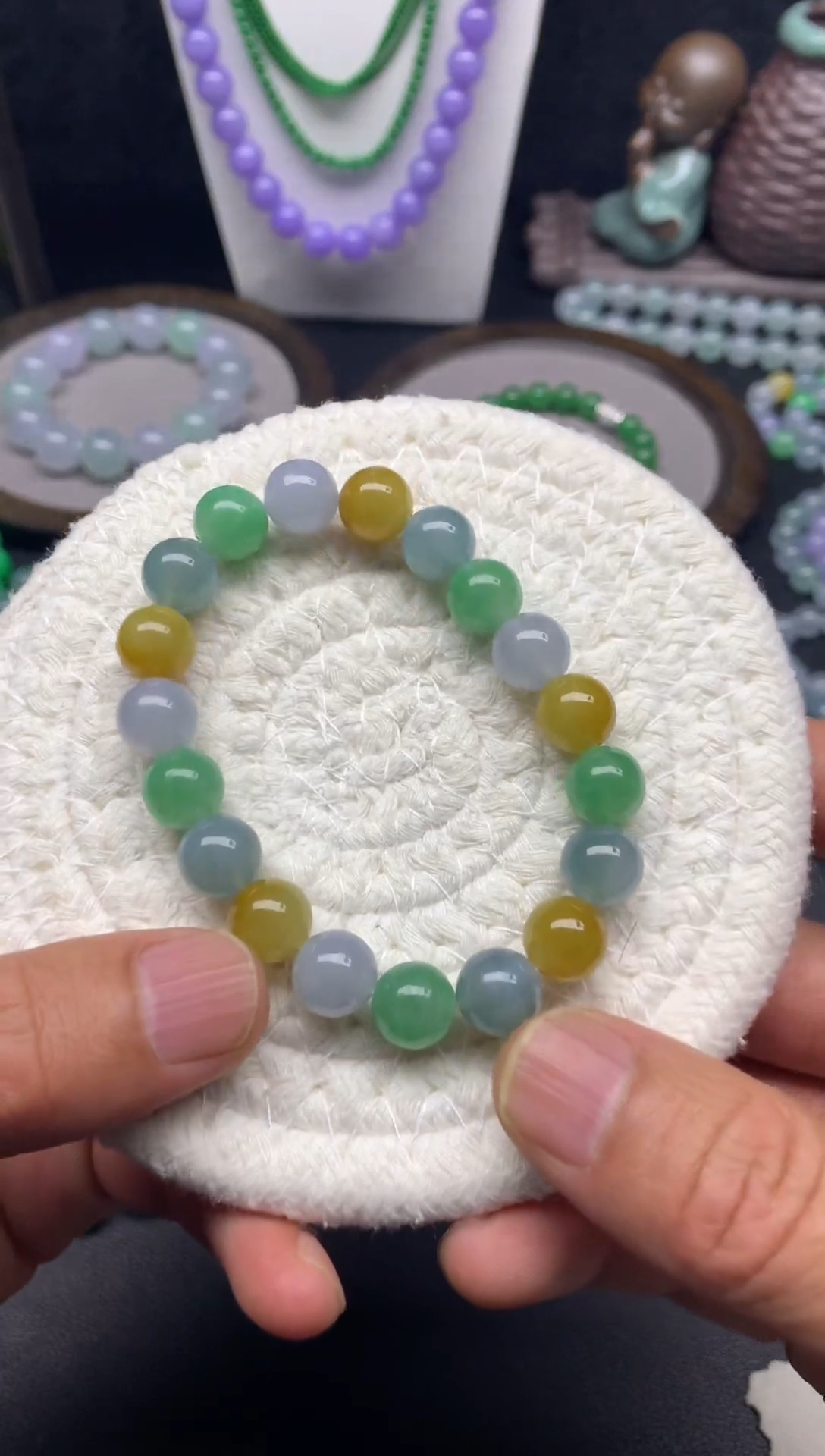 未镶嵌手链翡翠天然缅甸翡翠A货无烧多宝色手串卡10mm