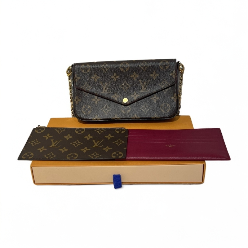 99新 LouisVuitton/路易威登 棕色老花三合一链条lv包包二奢女包