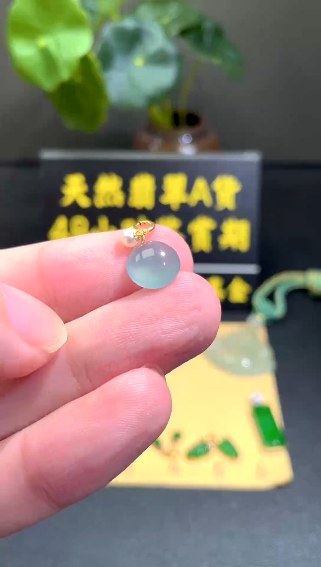 颈饰18K金镶嵌翡翠翡翠A货