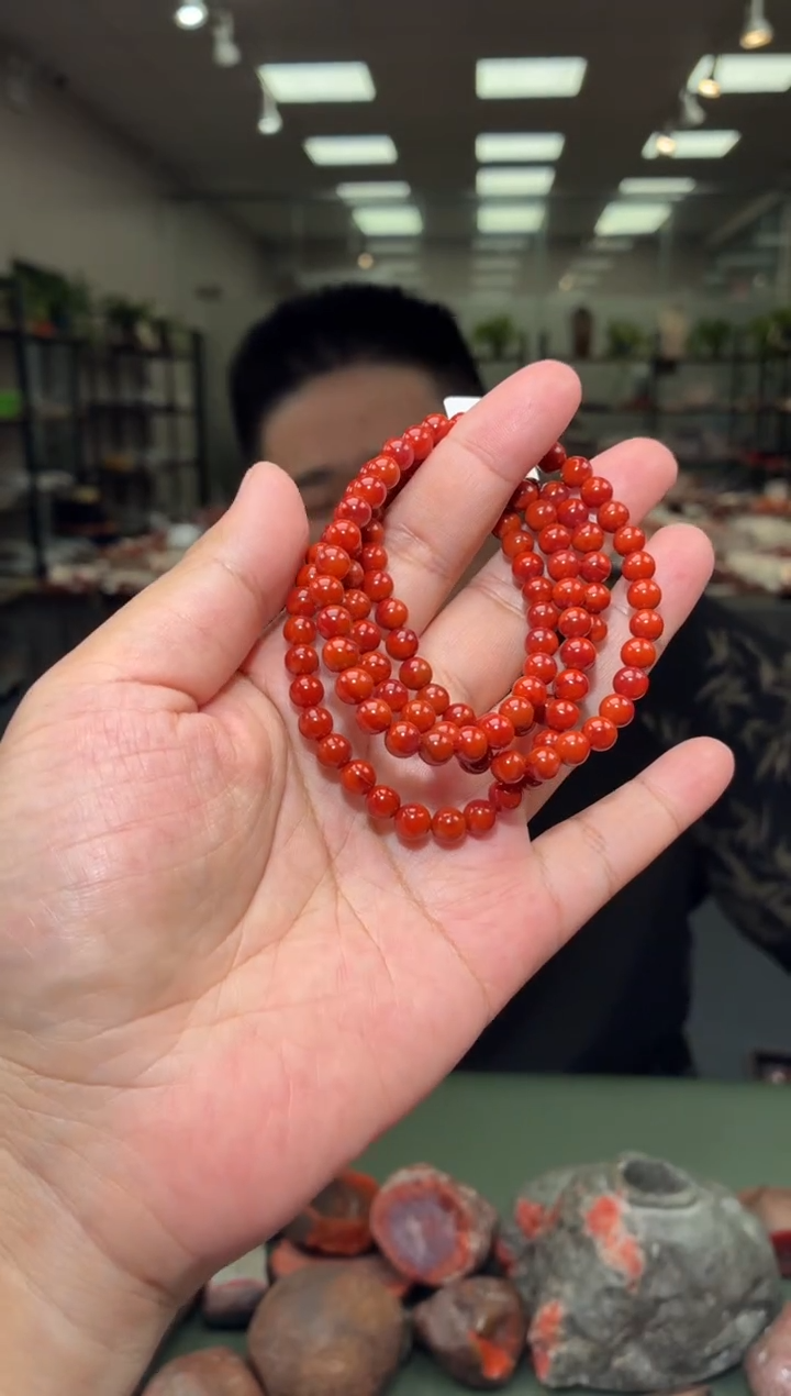 未镶嵌手链南红玛瑙多圈手串一条约5mm+多样性发货