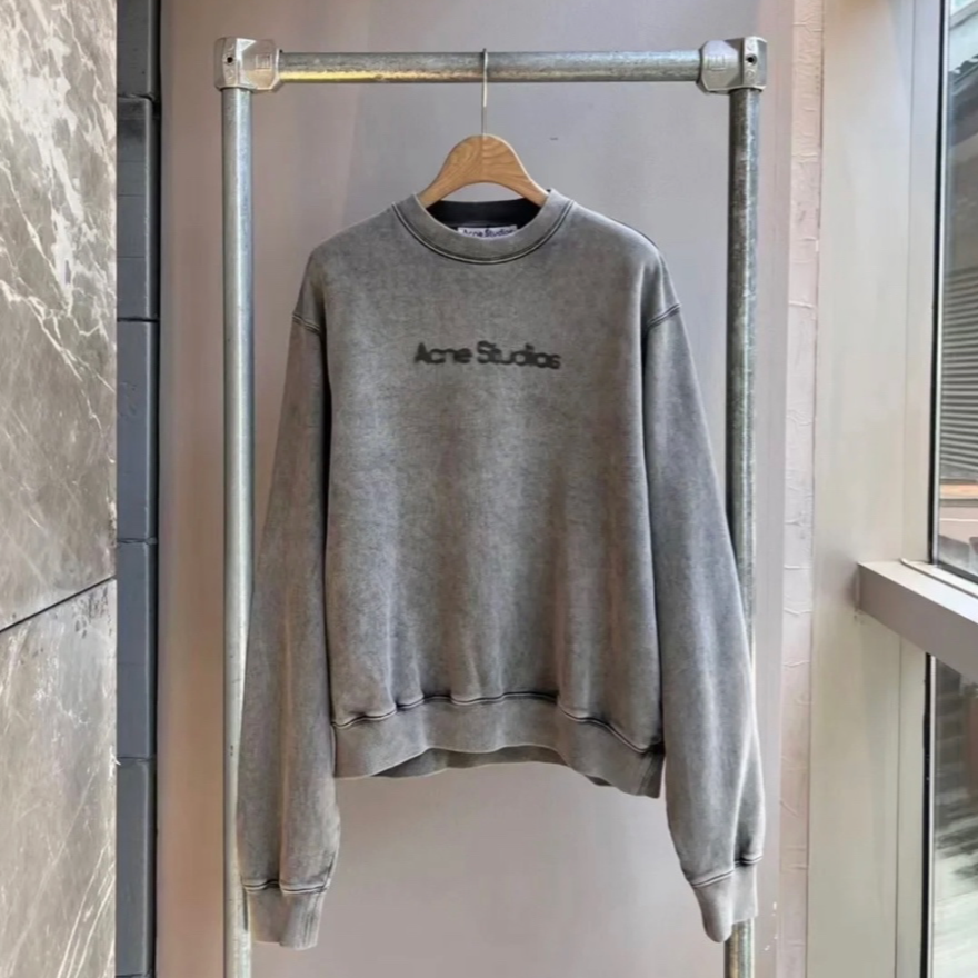 全新未使用 AcneStudios 褪色做旧徽标字母长袖卫衣