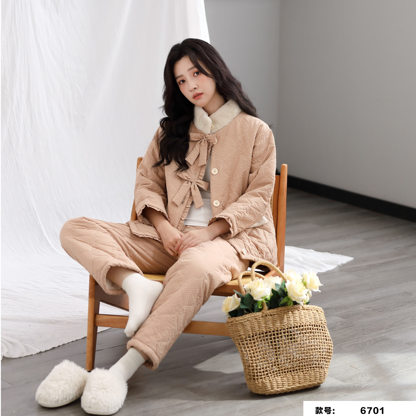 冬季女睡衣家居服套装宽松时尚舒适加厚休闲加绒