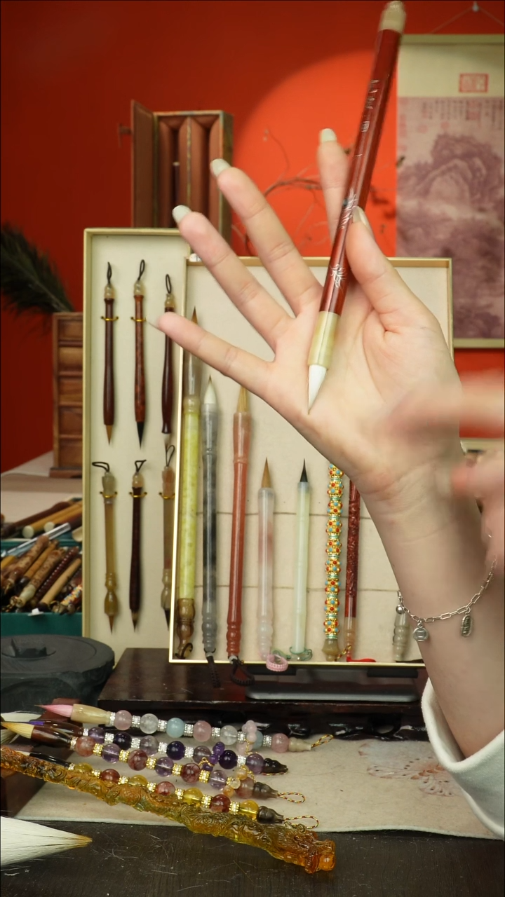 12号闪孤品高货毛笔链接 清水试笔 蘸墨不退