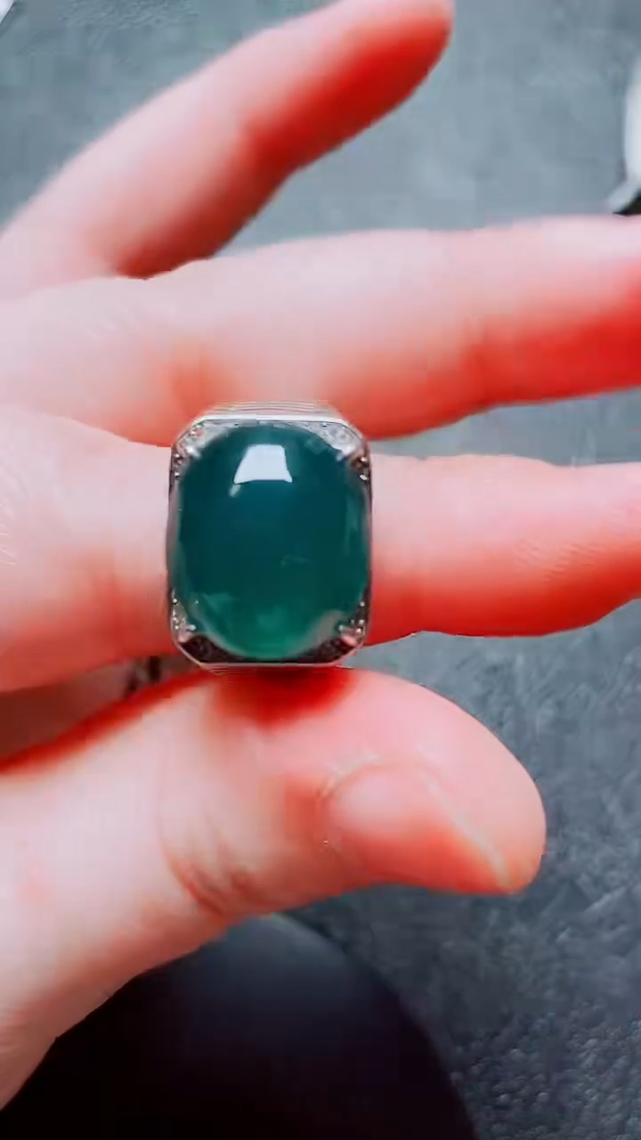 银S925镶嵌戒指翡翠1