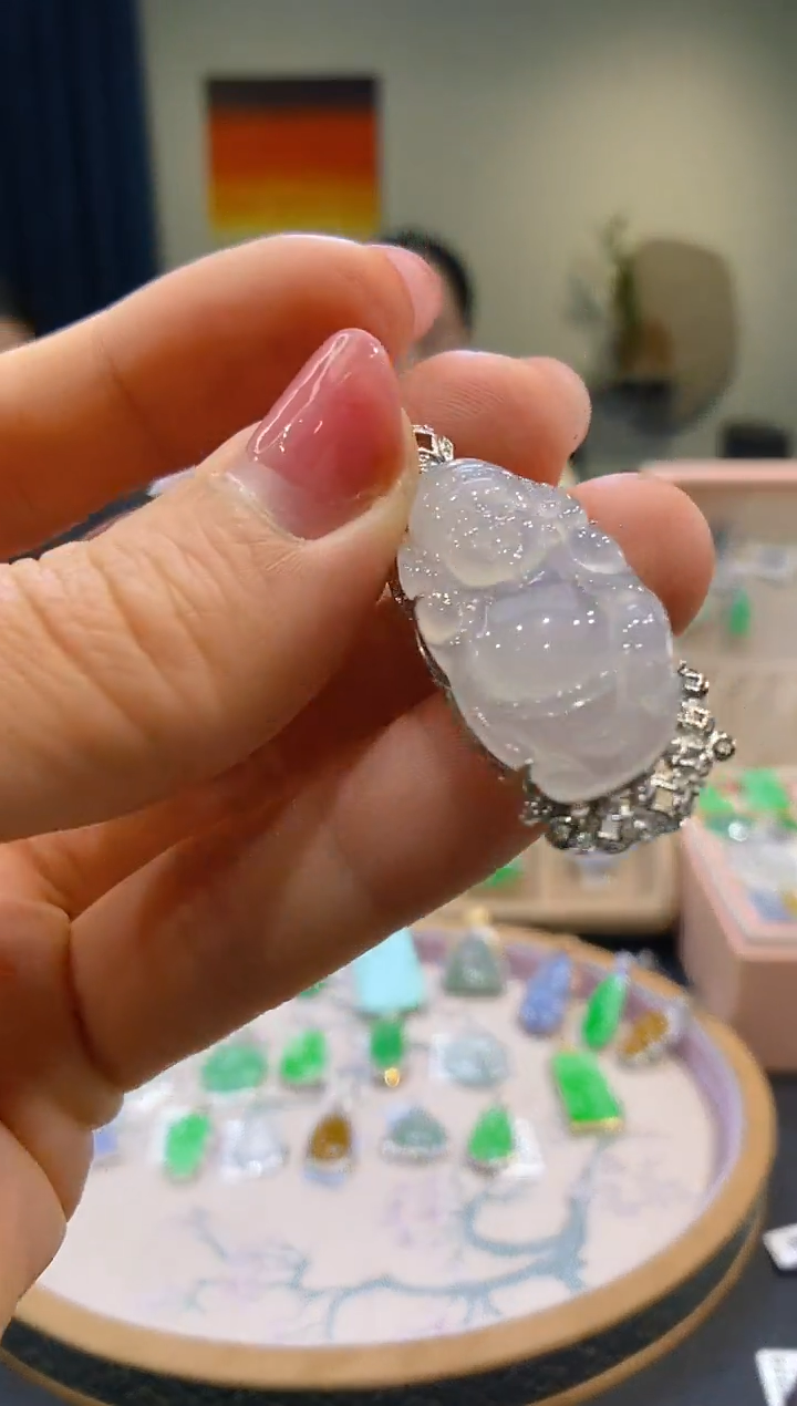 【闪购商品】翡翠吊坠(不含链)18K金镶嵌财神