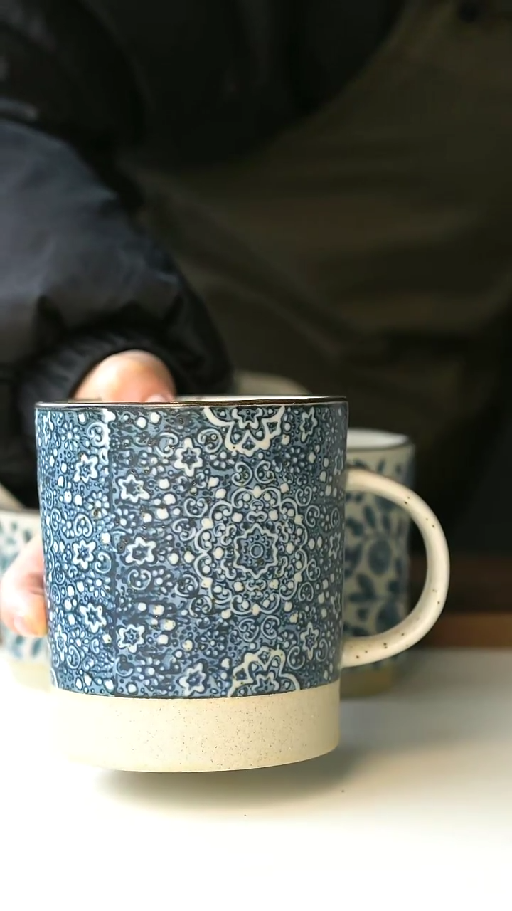 【闪购商品】陶瓷手绘如意马克杯580ml@4-2@