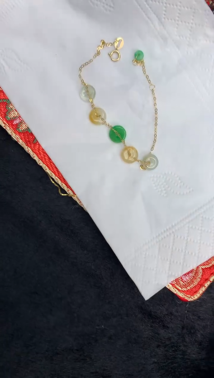 【闪购商品】翡翠手链18K金镶嵌手链