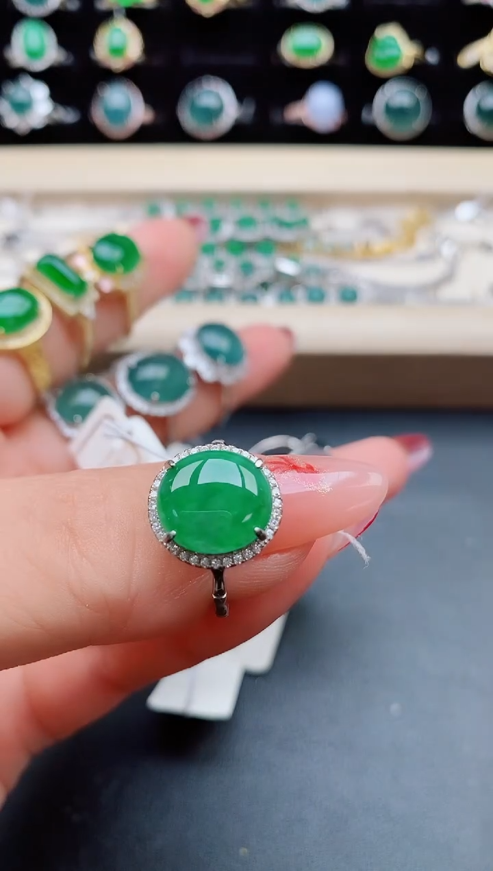 【闪购商品】翡翠戒指银S925镶嵌5080550