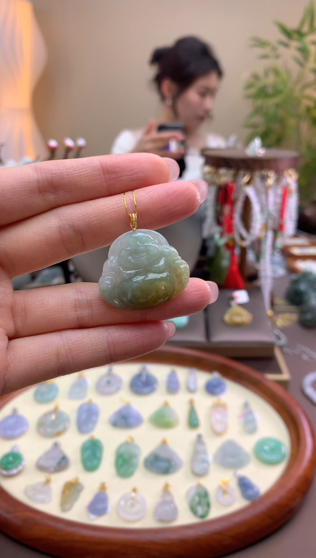 【闪购商品】翡翠颈饰18K金镶嵌佛公