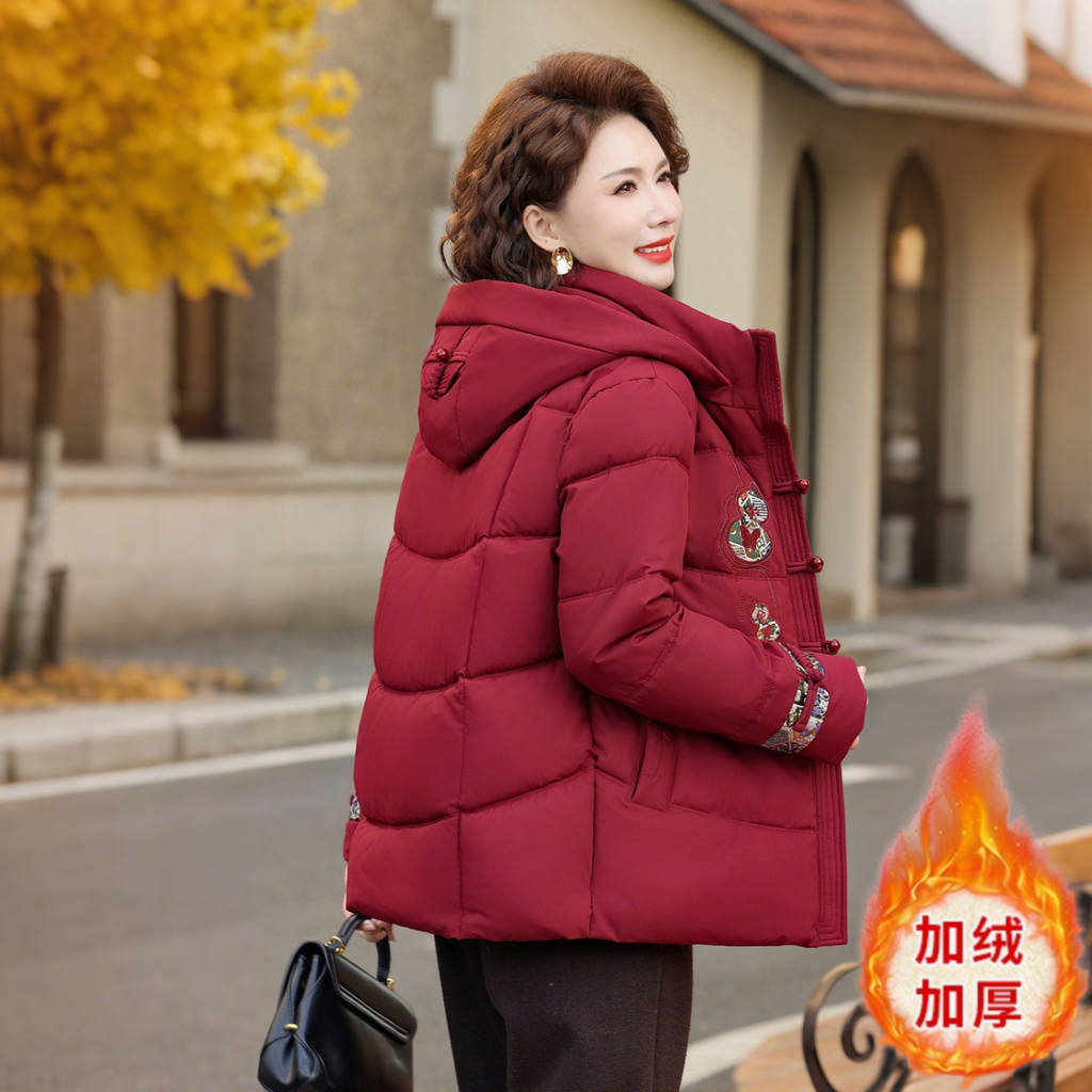 妈妈冬装棉袄加绒加厚外套保暖棉服冬季中老年女装新中式奶奶棉衣