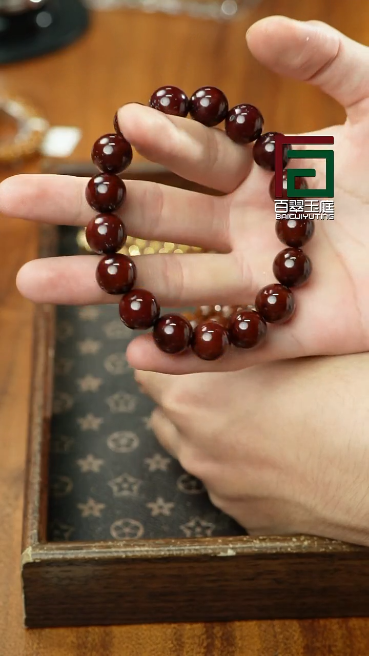 紫金鼠手串0726咖红皮精品油核光珠半实心福利11+