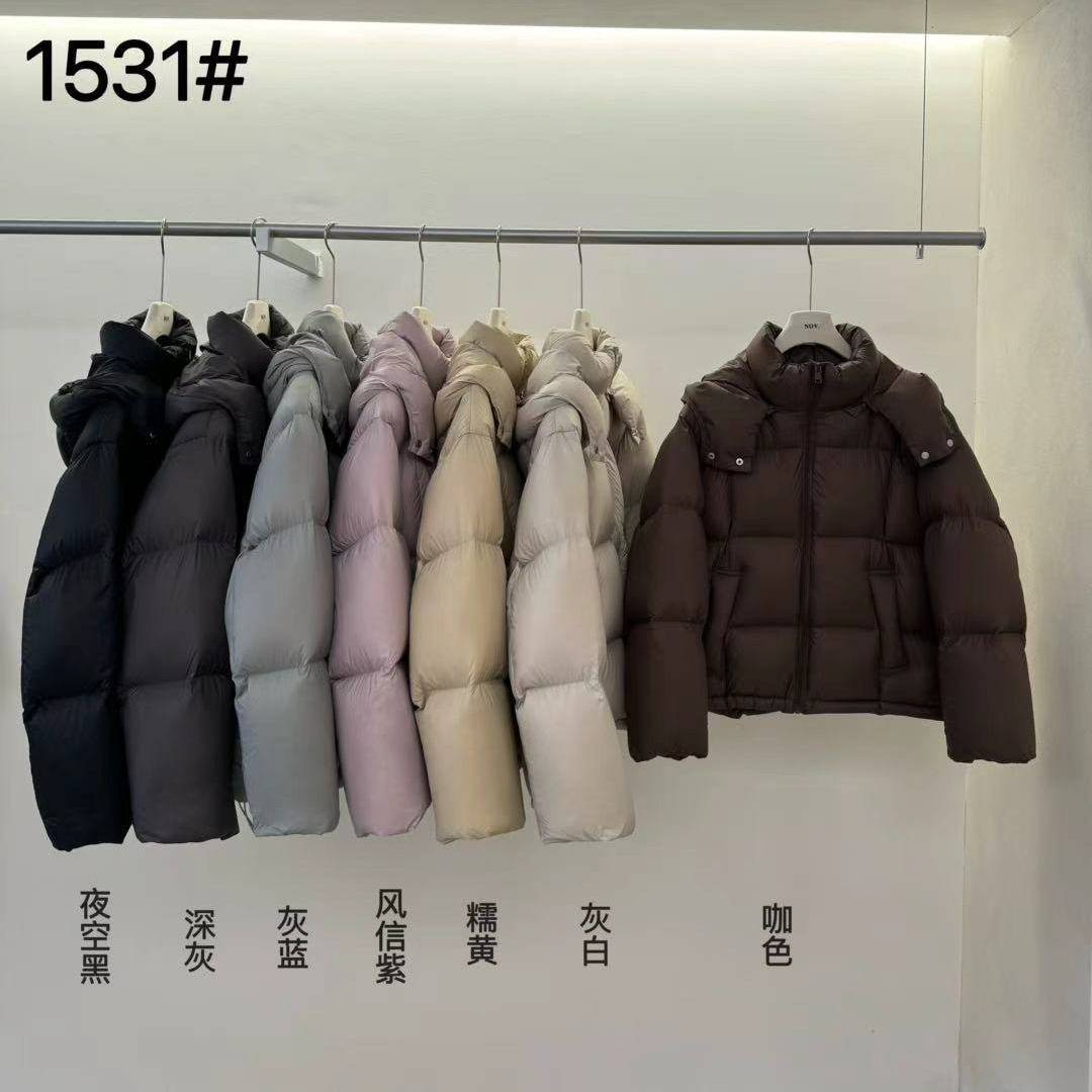 十三行白白家-新国标90白鸭绒连帽短款羽绒服#1531