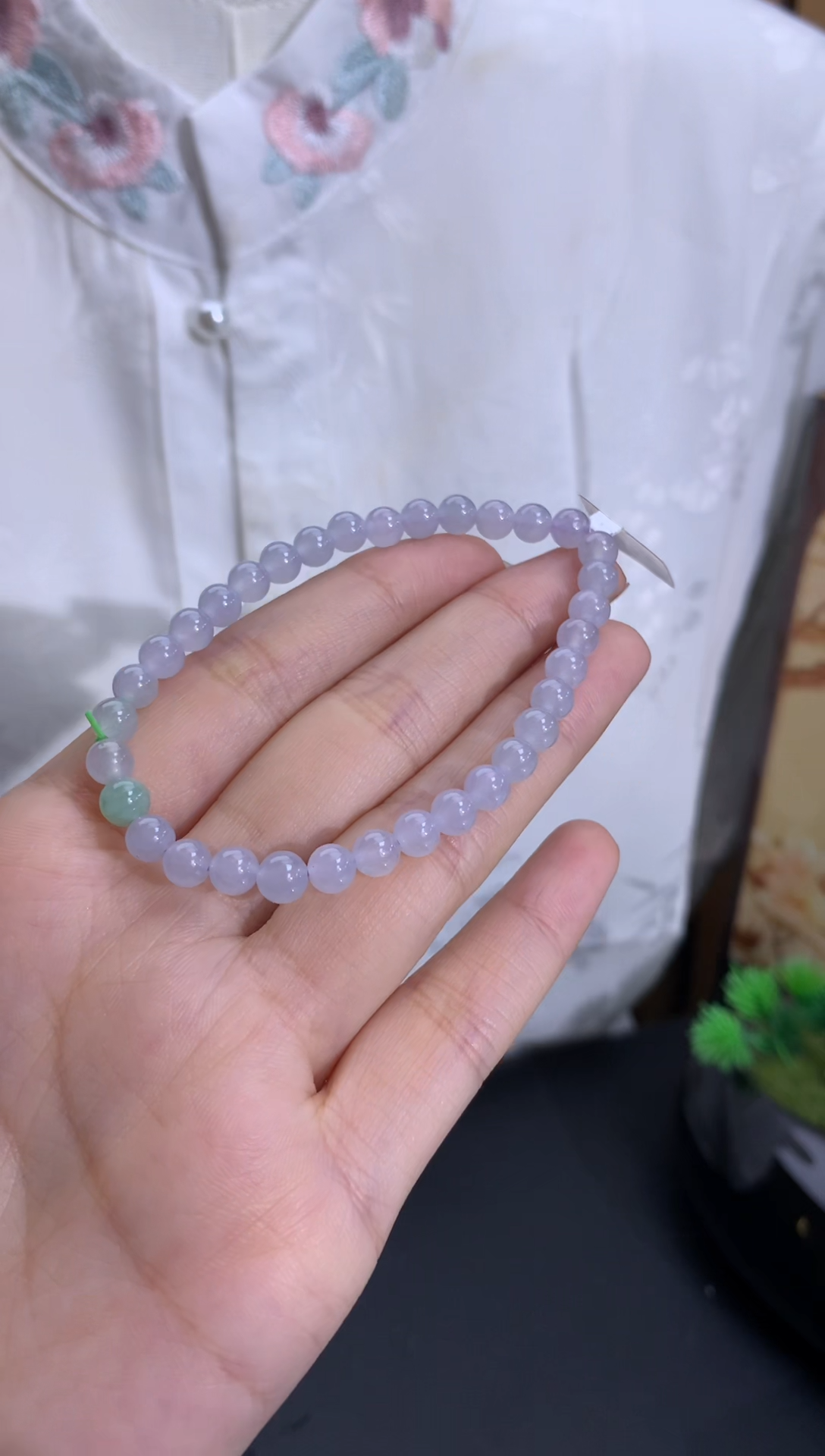 未镶嵌手串翡翠淡淡淡紫 卡5.2mm