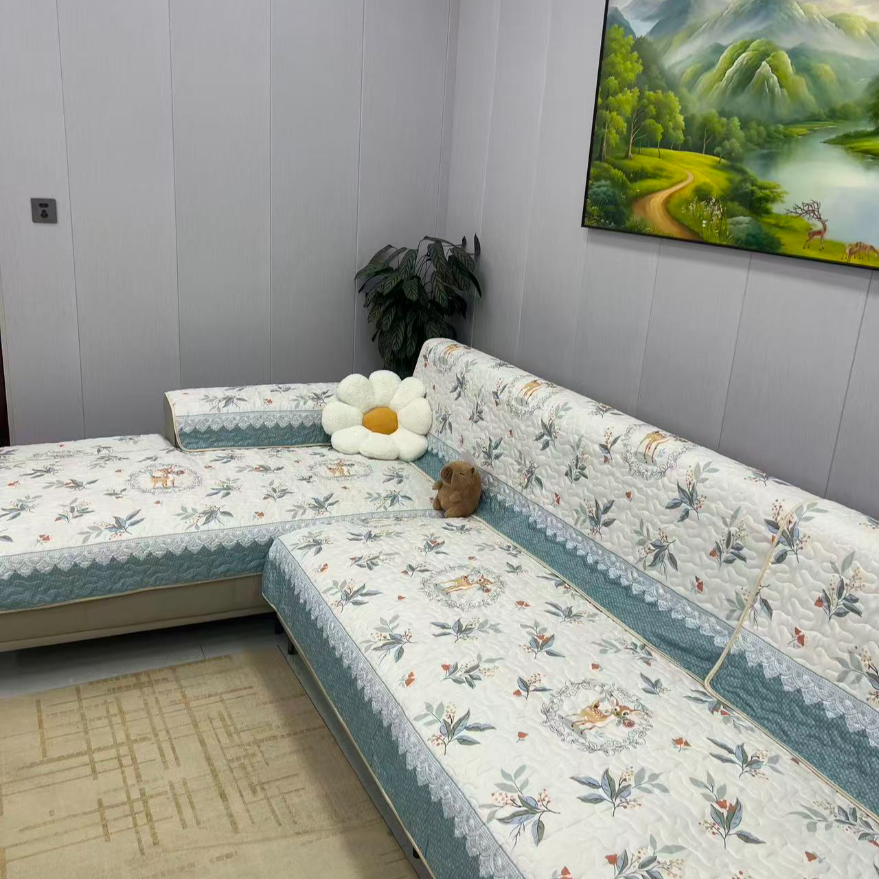 四季通用防滑耐脏加厚加棉现代简约沙发垫