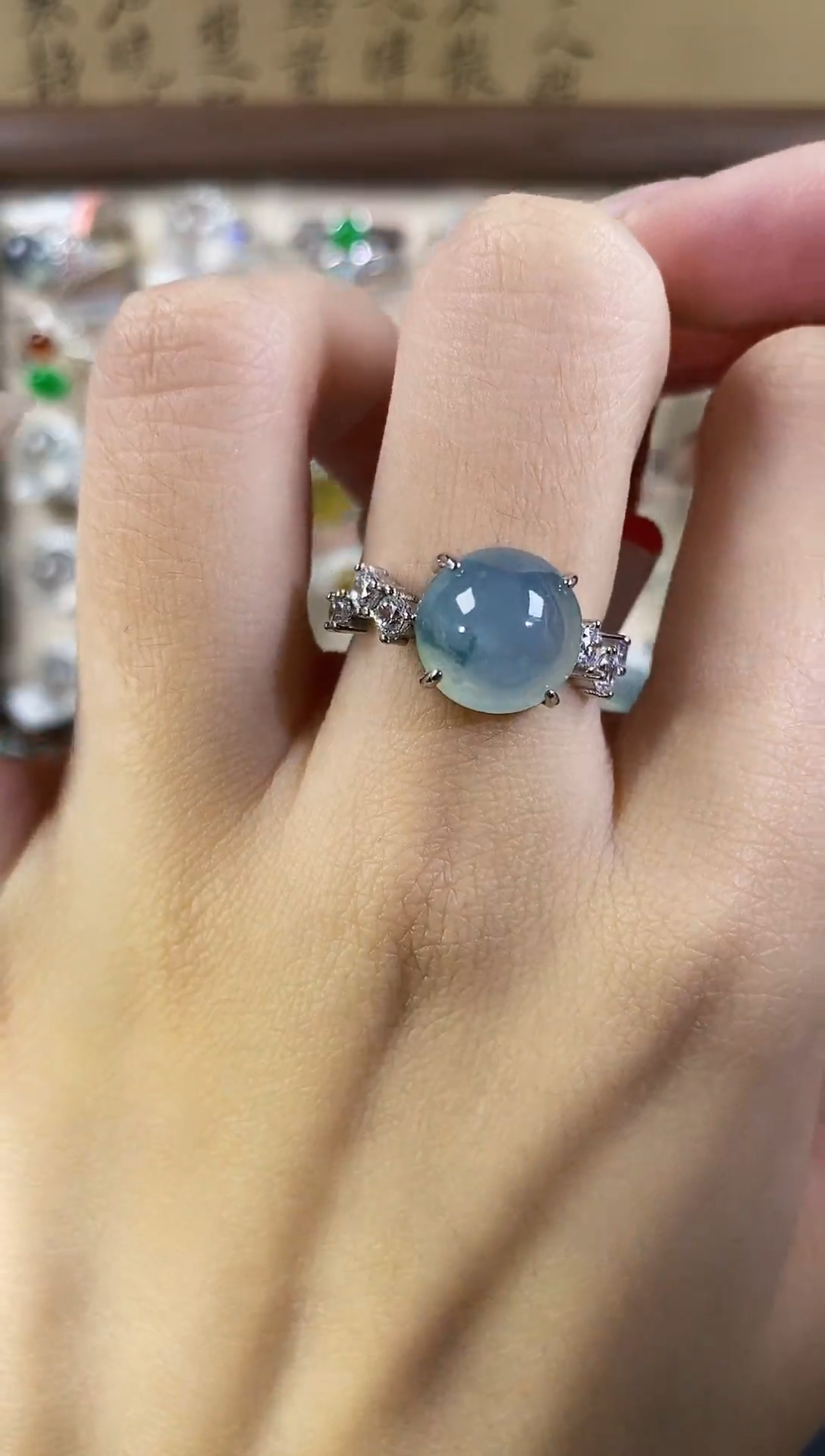 银S925镶嵌戒指翡翠天然A货翡翠120