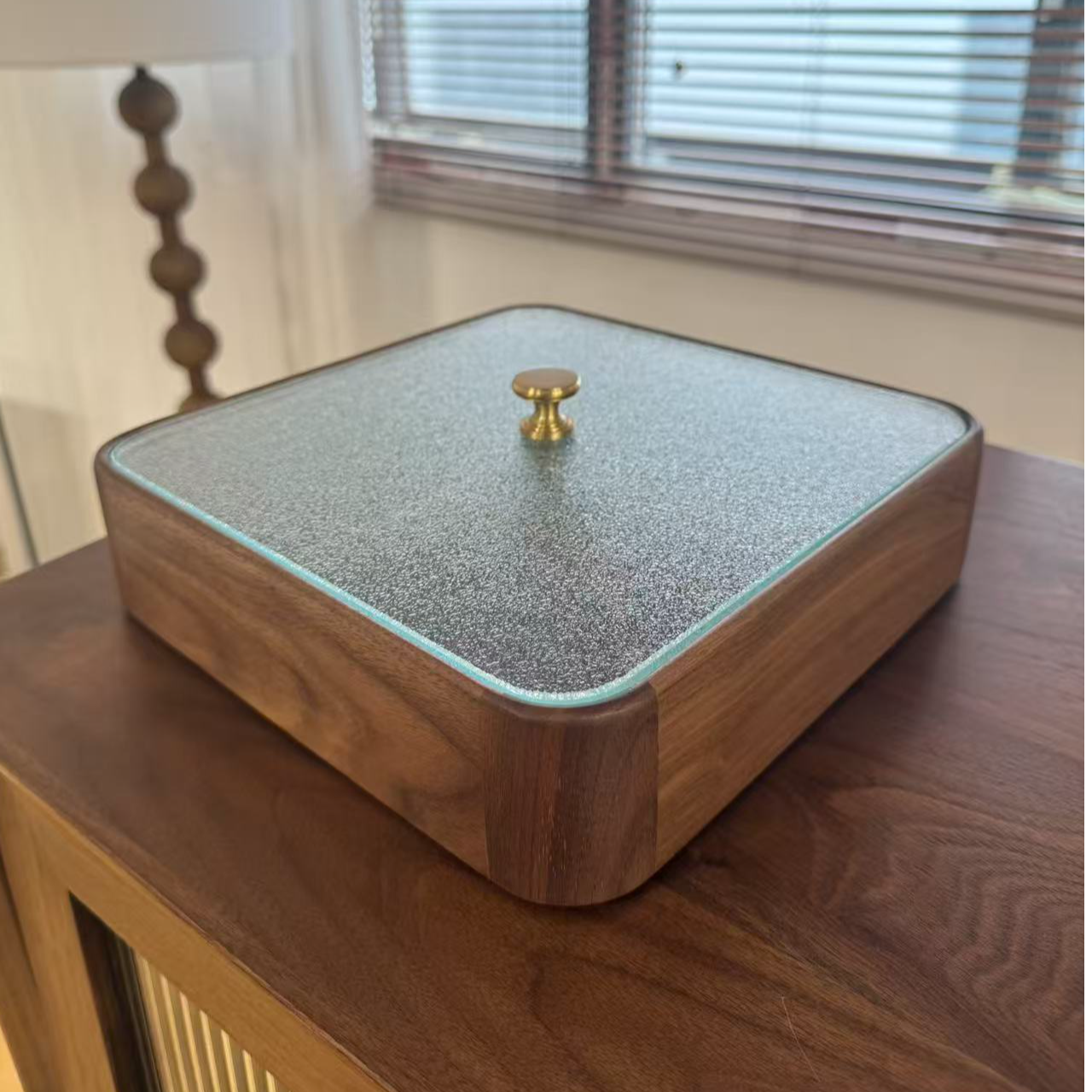 中意北美黑胡桃木实木收纳盒零食收纳盒储物盒磨砂干果盒