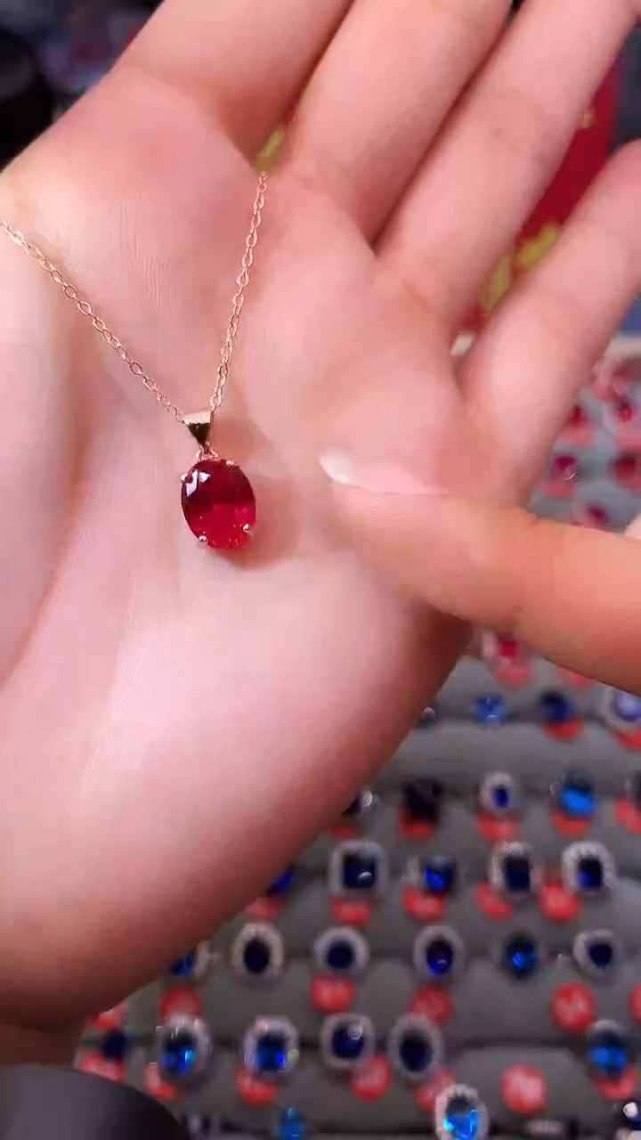 【闪购商品】红宝石吊坠(赠链)银S925镶嵌111111