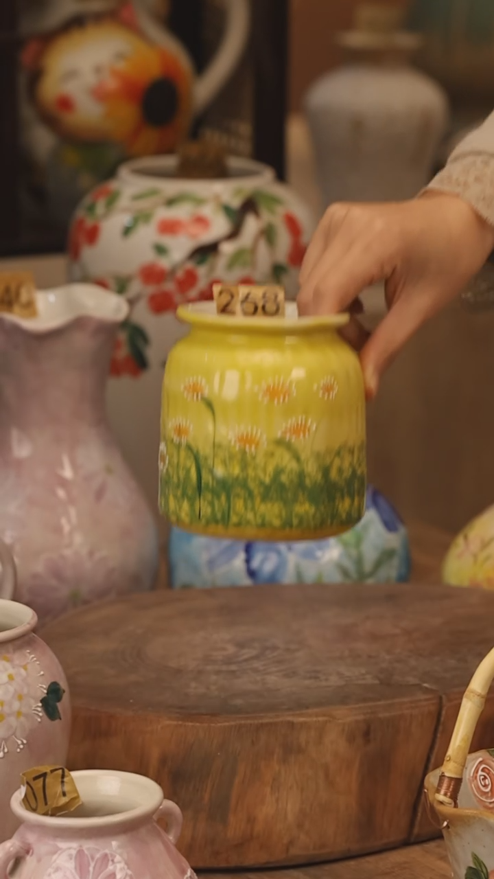 陶瓷景德镇设计师手作花器摆件侘寂风@M268@