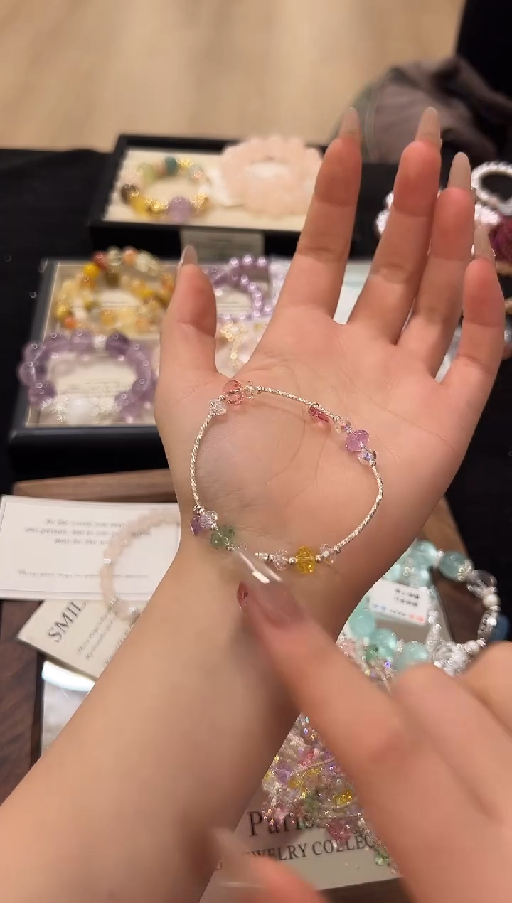 未镶嵌手链水晶银配华子设计款手串