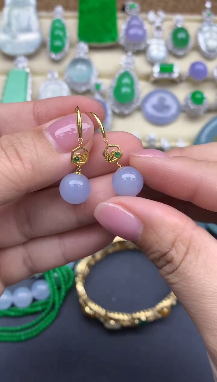 【闪购商品】翡翠耳饰18K金镶嵌307-中国好珍宝