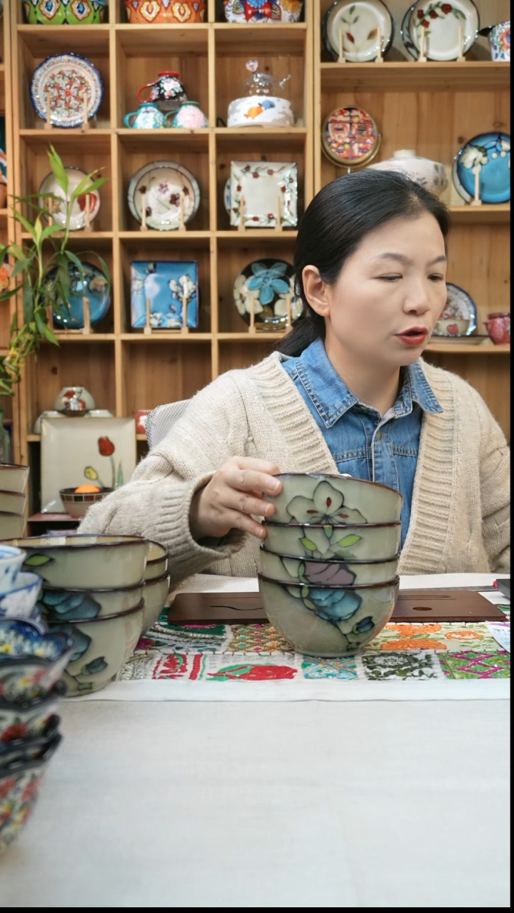 瓷片小可陶瓷高温四只米饭碗