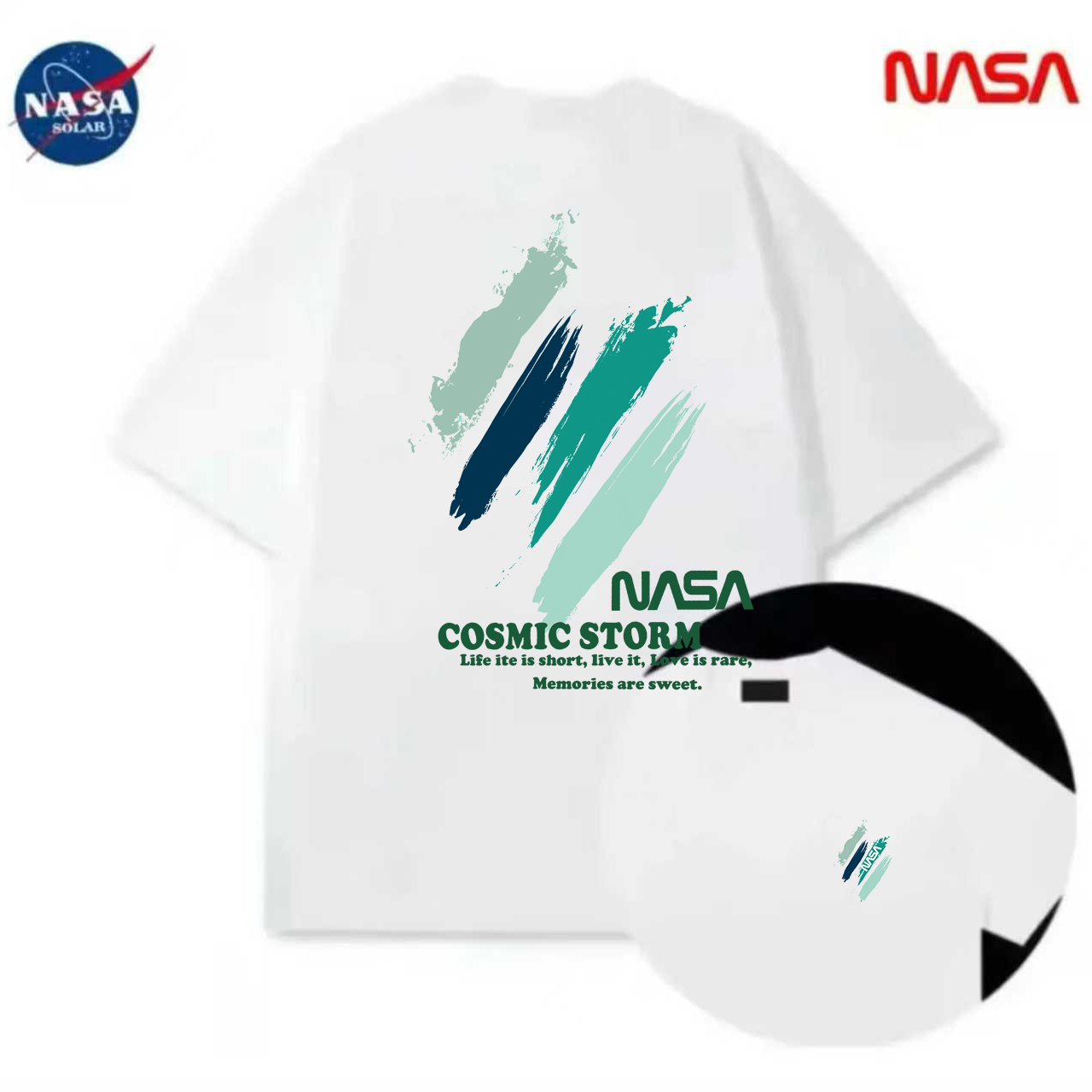 【NASA联名】纯棉夏季圆领短袖T恤休闲百搭宽松时尚男女同款休闲75