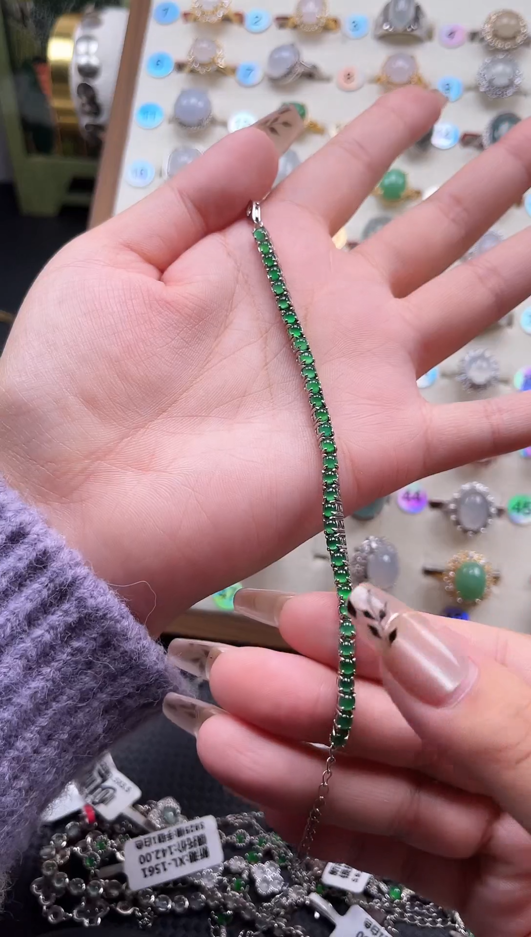 【闪购商品】翡翠手链银S925镶嵌天然A货翡翠手链