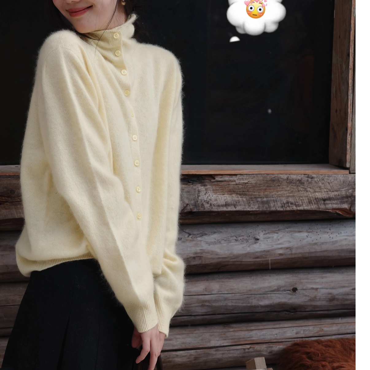 羊毛羊绒(高领)拉毛扣子款-费尔岛