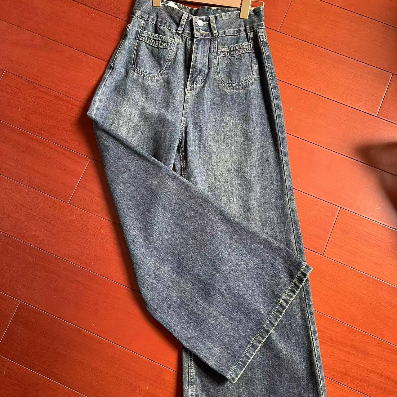 牛仔裤气质时尚春季宽松潮流水洗百搭高腰秋季设计师