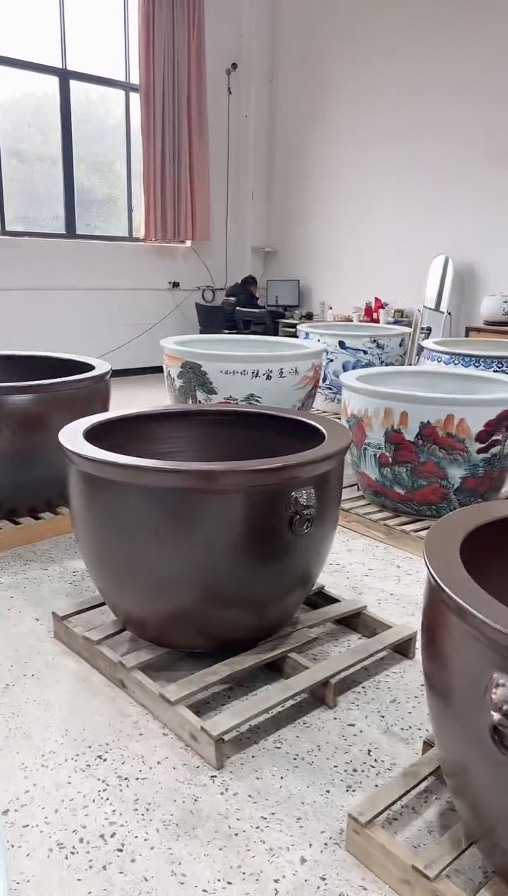 【闪购商品】缸90直径古铜狮耳门海