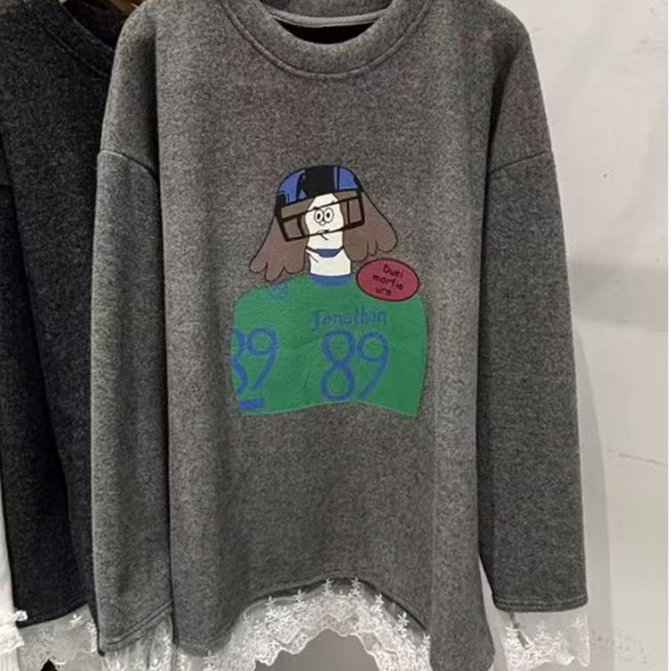 8875大码女装卡通印花长袖T恤