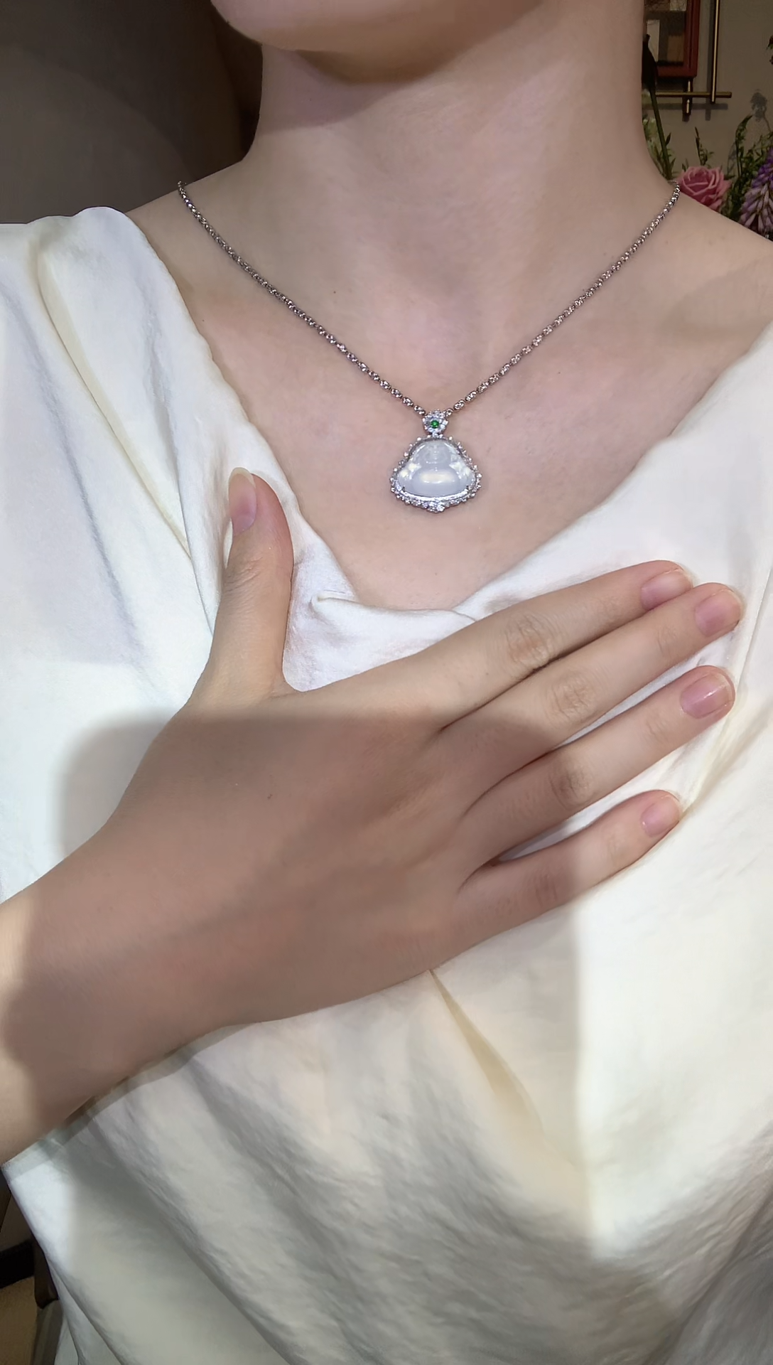 吊坠(不含链)18K金镶嵌翡翠秋日珠宝W97