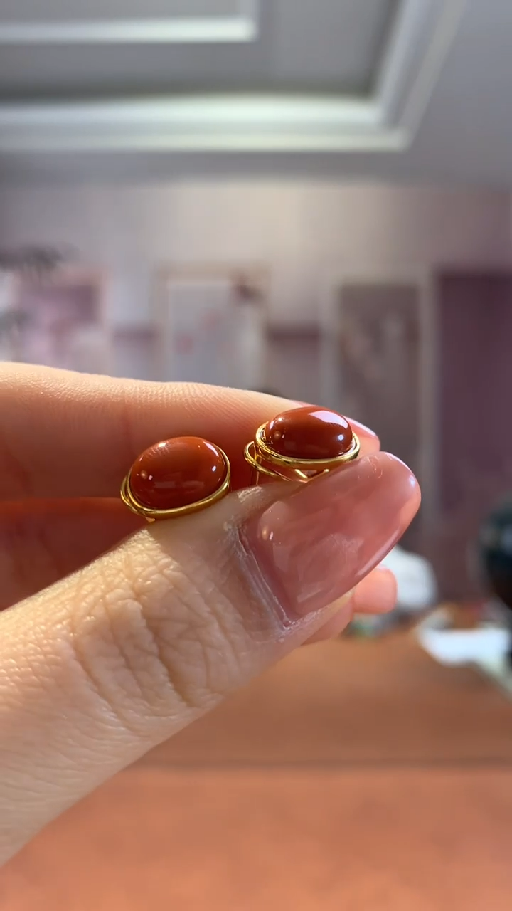 【闪购商品】玛瑙/玉髓耳坠银S925镶嵌南红耳饰