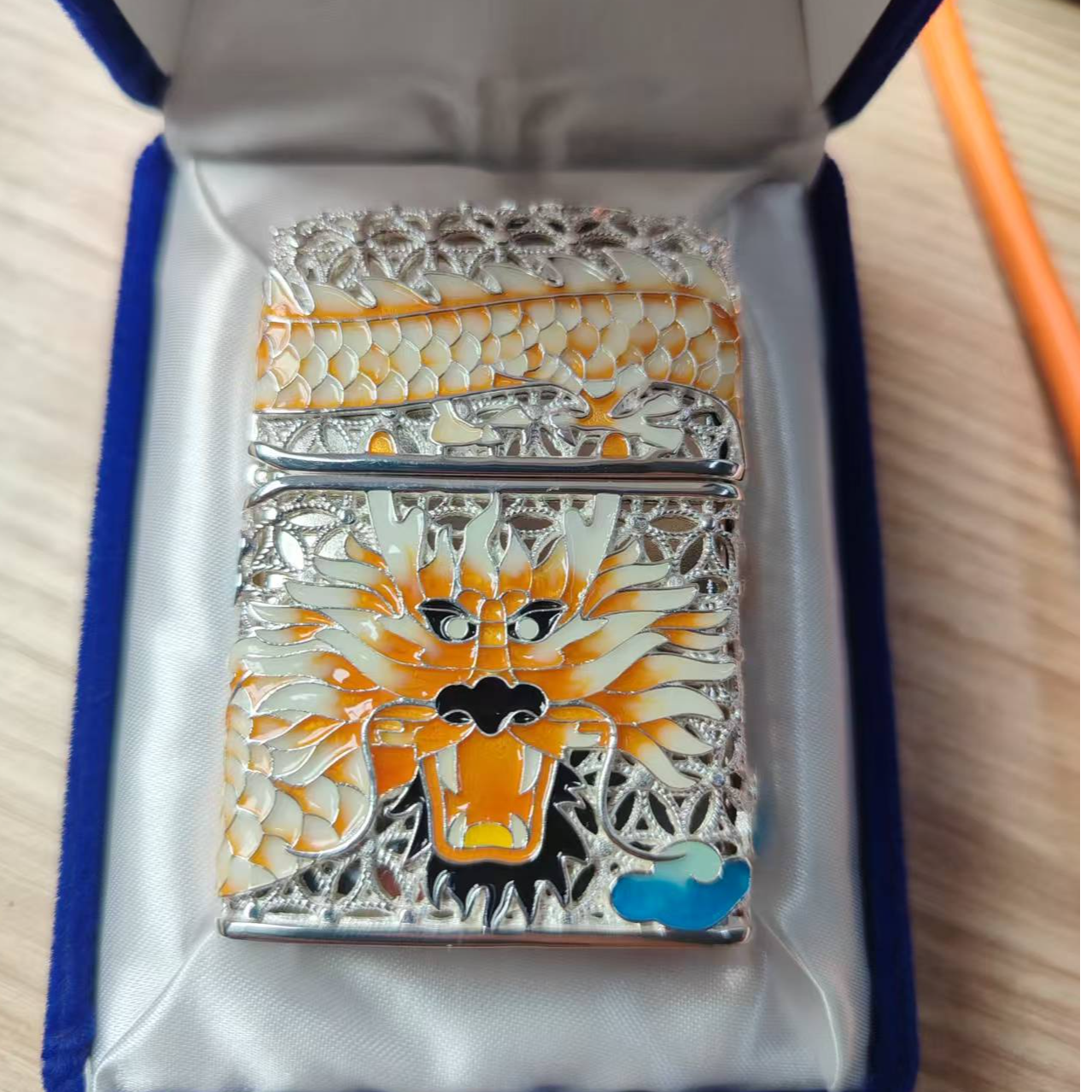 正品打火机/-S925纯银花丝珐琅夜光龙DY9902TF阿明