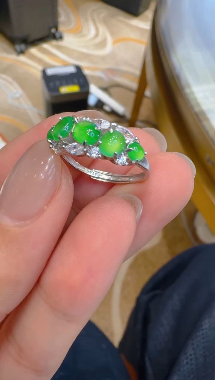 银S925镶嵌戒指翡翠多样性团购发一件
