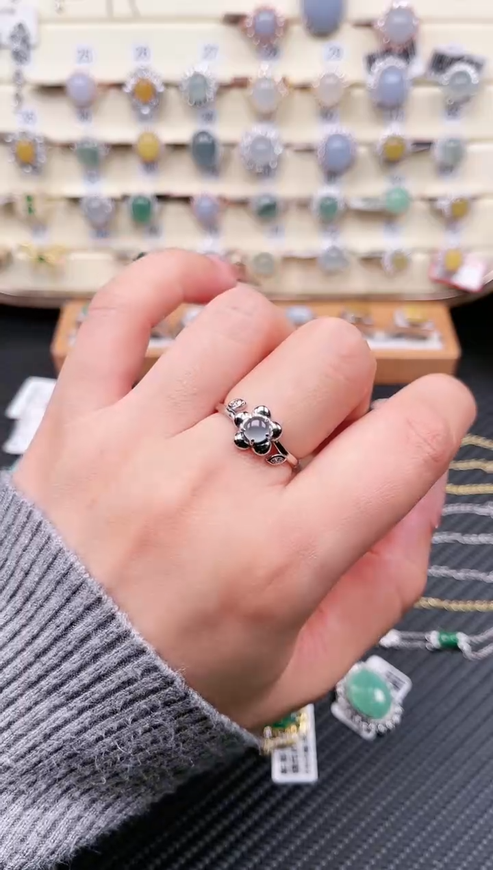 【闪购商品】翡翠戒指银S925镶嵌戒指003