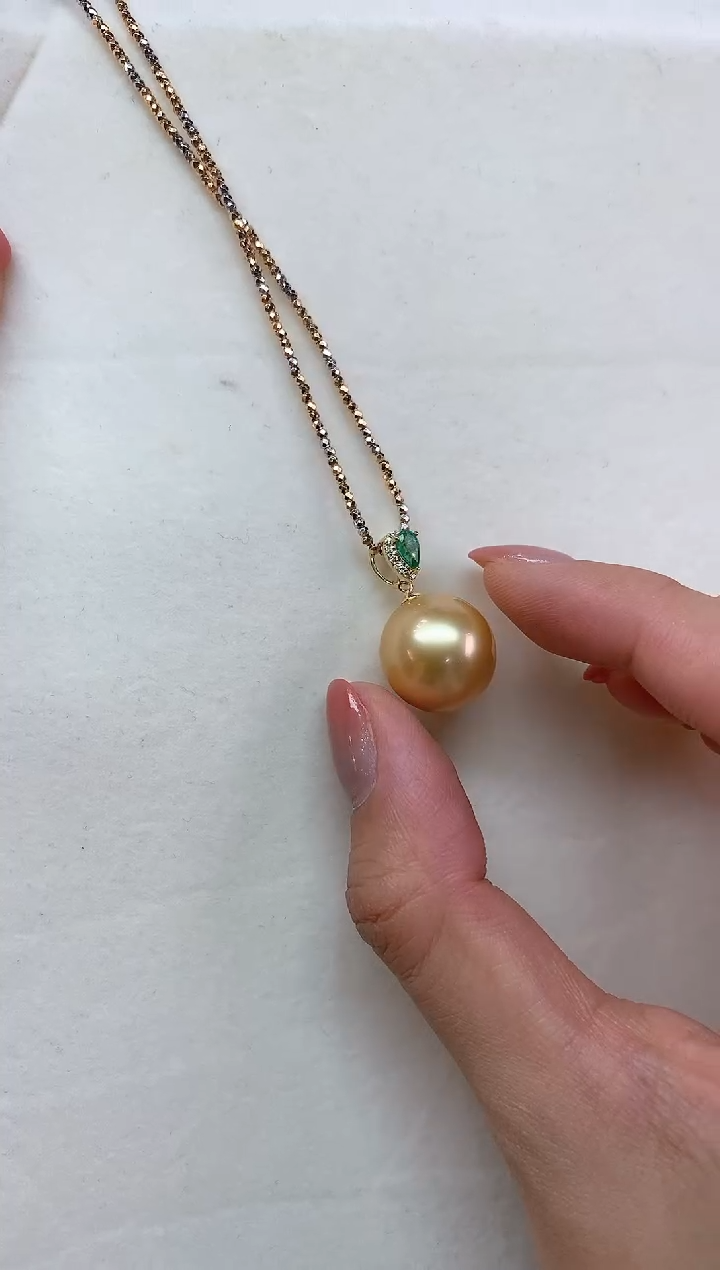 18K金镶嵌海水珍珠套链套链A384|4980