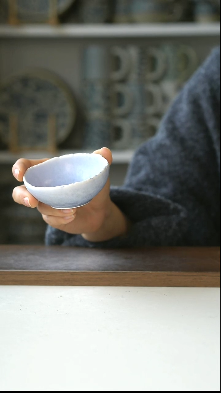 陶DXC砚山冰心蓝蘸料碟8cm@4-2@