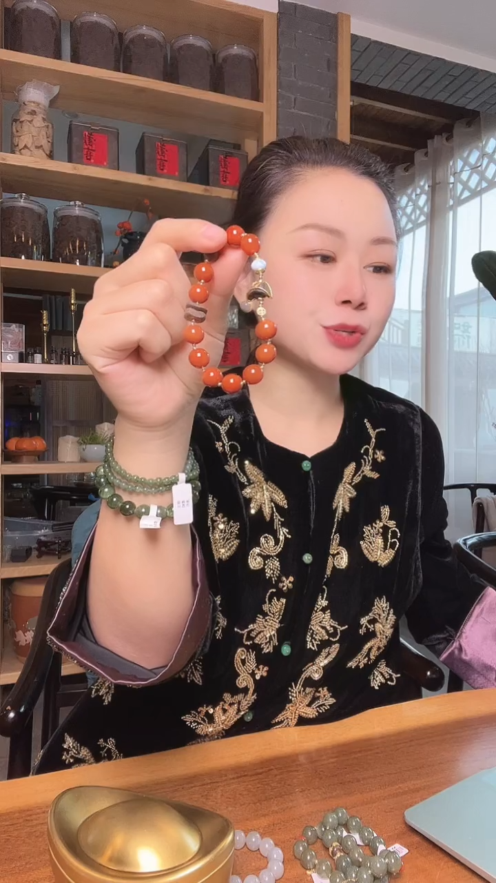 纯铜无天空蓝海纹手链------