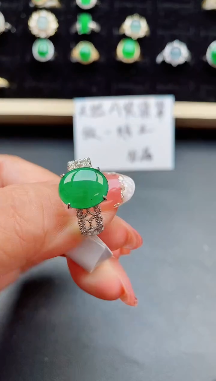 【闪购商品】翡翠戒指银S925镶嵌50800