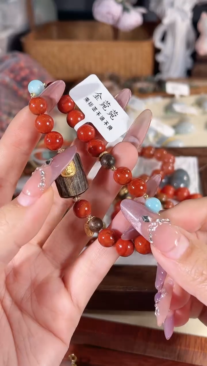 银S925镶嵌手链南红玛瑙多样性发其一孤品默认微瑕