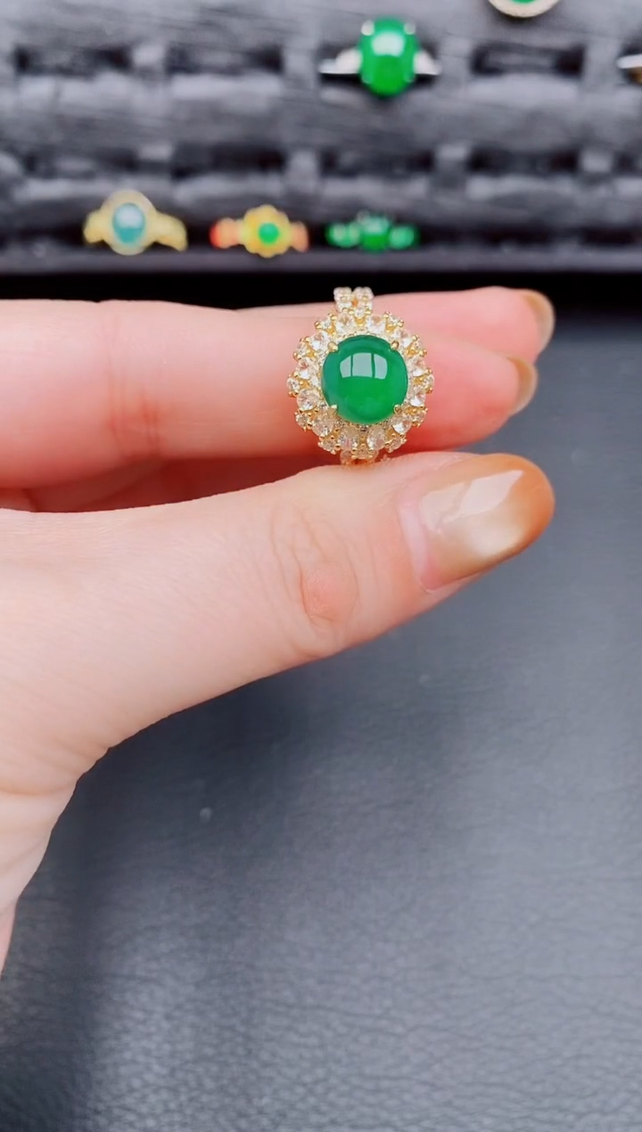 【闪购商品】翡翠戒指银S925镶嵌天然A货翡翠298