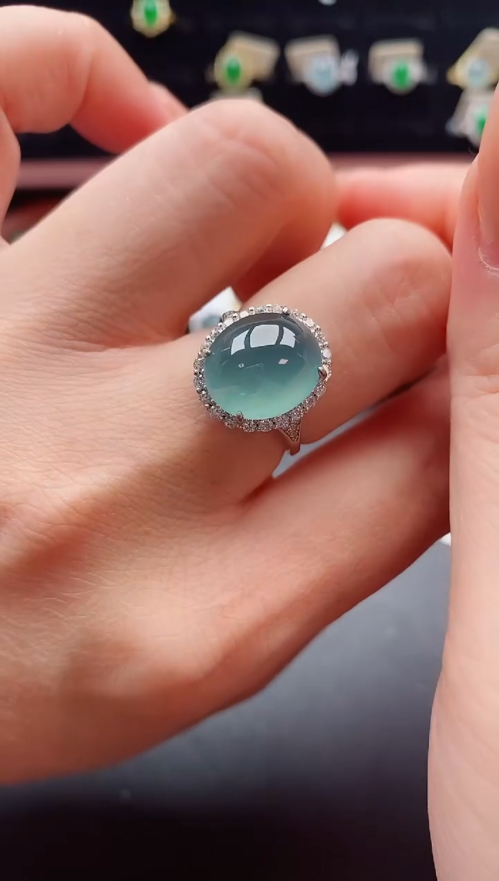 银S925镶嵌戒指翡翠1