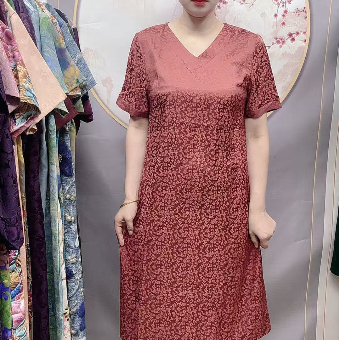 【橘麦花】2025夏季妈妈装高端连衣裙气质中年女装优雅过膝长裙