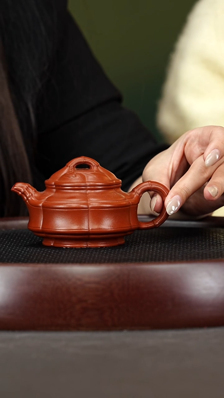 茶壶紫砂52HH海棠竹 孟臣朱泥160cc