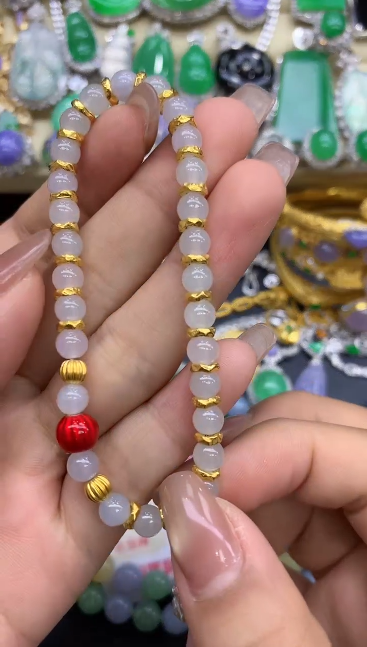 足金镶嵌手链翡翠218-中国好珍宝